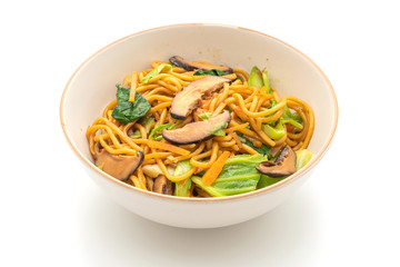 yakisoba noodles stir-fried with vegetable - vegan and vegetarian food