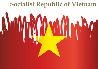 Obraz premium Flag of Vietnam, Socialist Republic of Vietnam, template for award design, an official document with the flag of the Socialist Republic Of Vietnam. Bright, colorful vector illustration