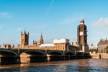 Fototapeta na wymiar Big Ben and Westminster Bridge in London, UK