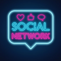 Social network vintage neon sign