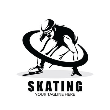 ice skating player logo design