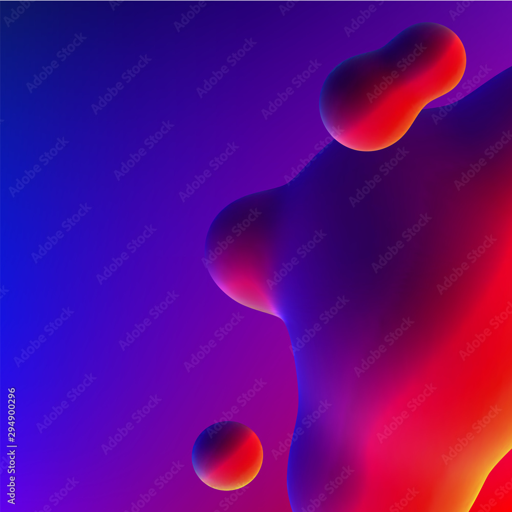Poster fluid design liquid blobs with vibrant intense colors abstract background