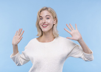 Front view smiley young woman