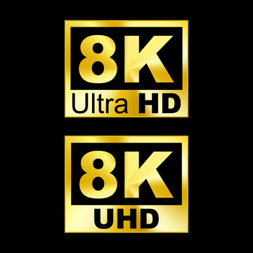 8K resolution icon. Graphic template. Vector