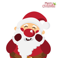 Cute Santa Claus Character on white isolated background, Merry Christmas and holiday concept,design for Greeting Card and Poster,Vector illustration.