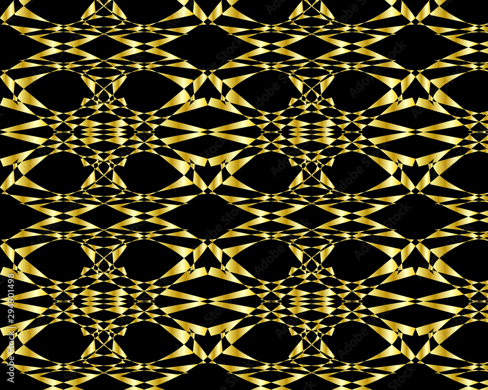 Wall mural abstract gold and black pattern design for printing textile and wallpaper