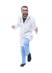 in full growth. portrait of a happy male doctor