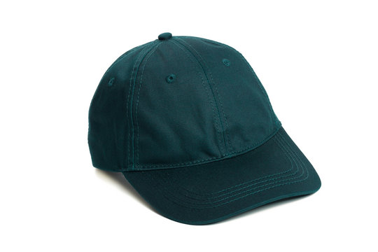 green baseball cap or Working peaked cap. Isolated on a white background.