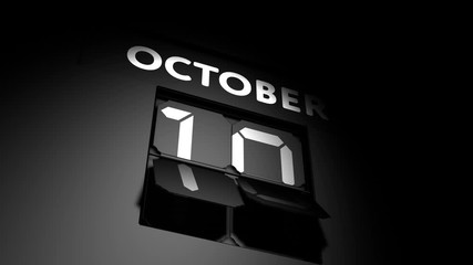 October 18 date. digital calendar change to October 18 animation