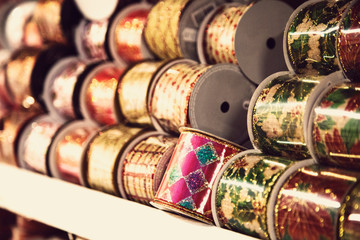 Christmas gift tapes in a decorative objects shop