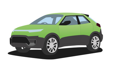  green mini SUV realistic vector illustration