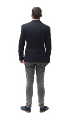 rear view. modern business man looking at copy space