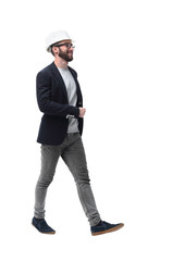 in full growth. male architect confidently stepping forward