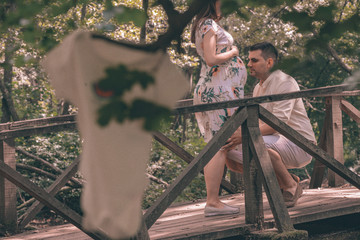 Romantic moments for pregnant couple