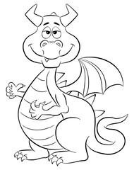 sleepy smiling cartoon dragon