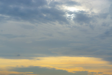 Naklejka na ściany i meble Clear warm sky with white cloud background in the sunset time. warm light sky background.
