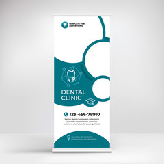 Roll-up banner design for advertising dental services, modern graphic style