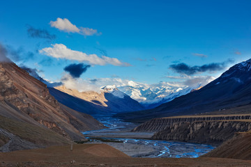 Sunset in Himalayas. Spiti Valley
