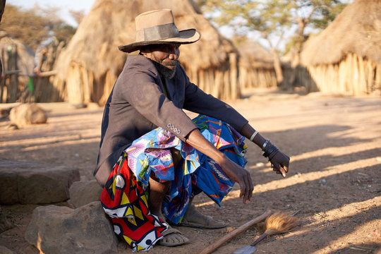 Muhila tribe chief, Kehamba, Chibia, Angola