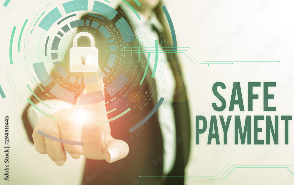 Poster text sign showing safe payment. business photo text webpage where credit card numbers are entered is