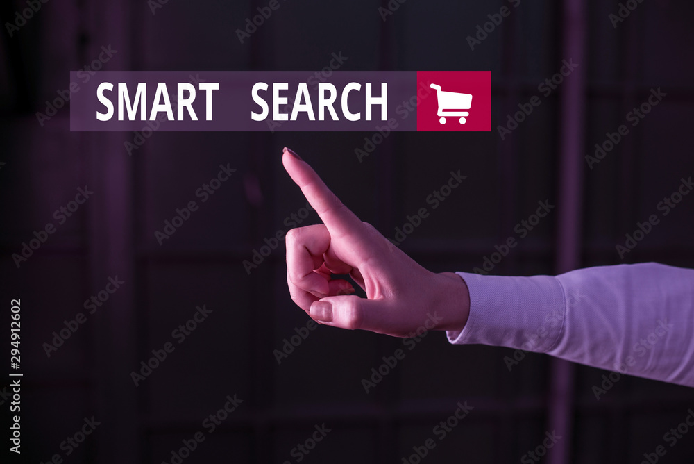 Poster word writing text smart search. business photo showcasing tool used in recording software for search