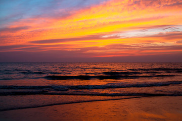 Fototapeta na wymiar Sunset from the beach late evening