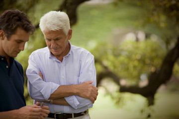 Portrait of two men in a thoughtful mood.