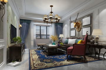 Fototapeta na wymiar 3d render of neo classic living room