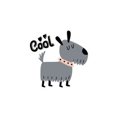 Illustration with cartoon terrier dog