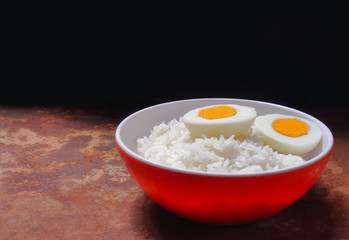 bowl of rice with milk
