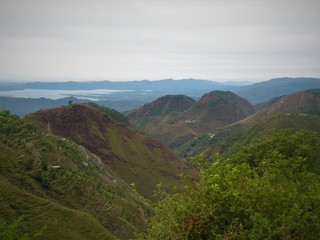 landscape with mountains and blue sky