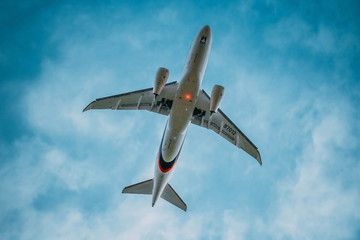 passenger aircraft in the sky at approach