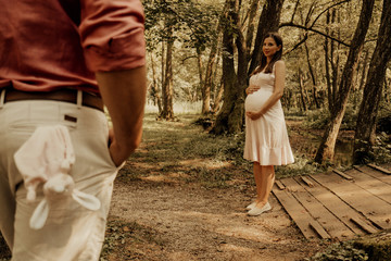 Fototapeta premium Romantic moments for pregnant couple