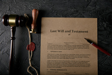 Last Will and Testament Document Ready to Sign. Last Will Document and Fountain Pen Closeup Photo.
