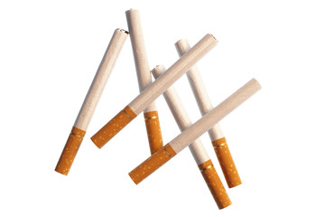 A couple of cigarettes with a white background	