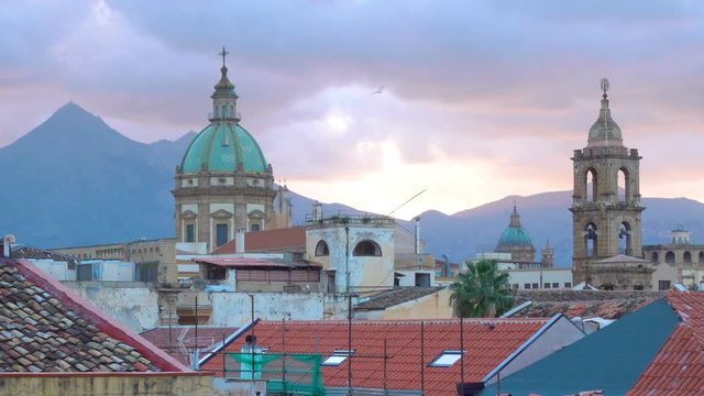 Roofs of the old town of Palermo in Sicily, Italy    