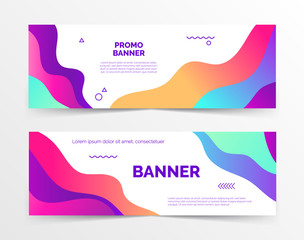 Sale banners with text space, abstract elements, waves,purple and pink color.