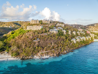 Obraz na płótnie Canvas Aerial view of Caribbean Sea and Virgin Islands
