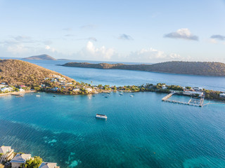 Aerial view of Caribbean Sea and Virgin Islands