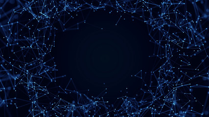 Abstract background motion transformation of empty copy space with plexus pattern of future innovation technology digital business concept with line network for decentralize communication connection