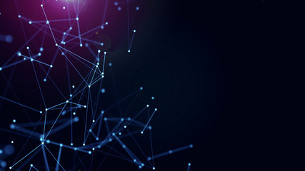 Abstract background motion transformation of empty copy space with plexus pattern of future innovation technology digital business concept with line network for decentralize communication connection