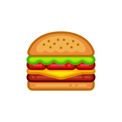 Simple Modern Burger Illustration - Vector