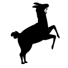 Black silhouette of llama cartoon animal design flat vector illustration isolated on white background side view