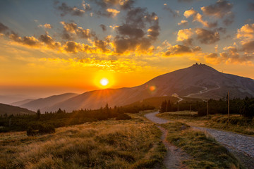Snezka, highest mountain of Giant Mountains, Czech Republic