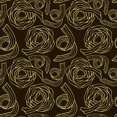 Fettuccine pasta pattern. Seamless sketched background. Italian food for menu design. Background with spaghetti.