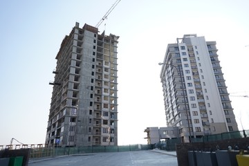 Obraz premium construction of a residential complex monolithically frame way