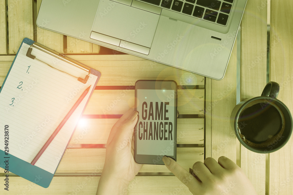 Aufkleber conceptual hand writing showing game changer. concept meaning way that effects a major shift in the 