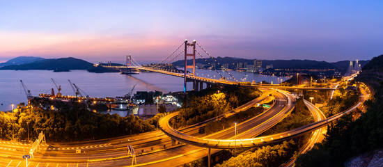 Hong Kong Tsing ma Bridge panorama