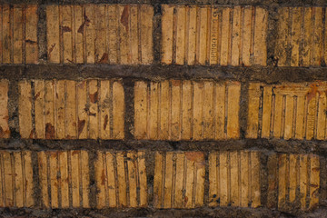 Old dirty red brick masonry