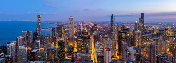 Foto op Aluminium Luchtfoto van Chicago Skylines South Panorama © vichie81